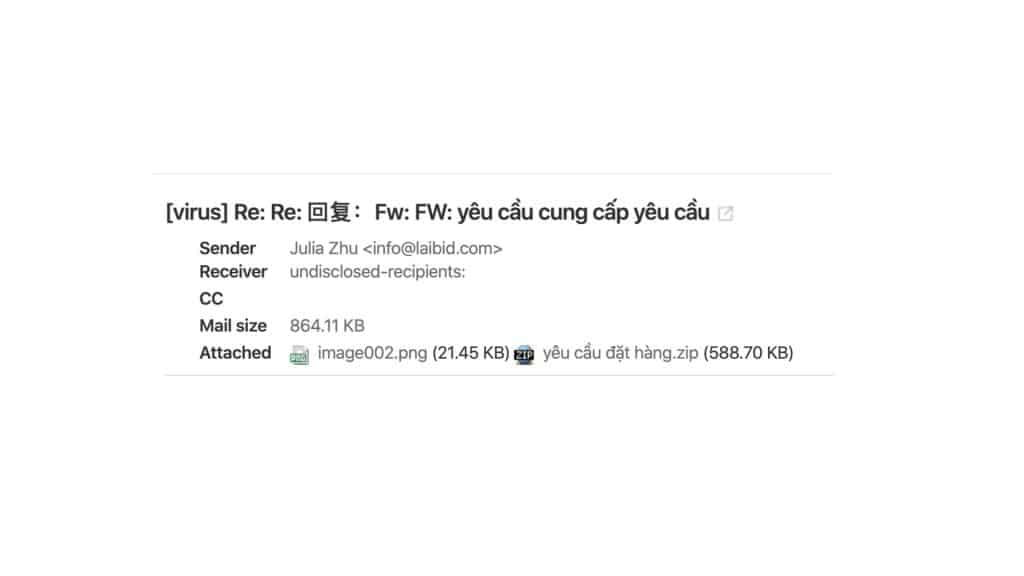phishing email lừa đảo giả đặt hàng