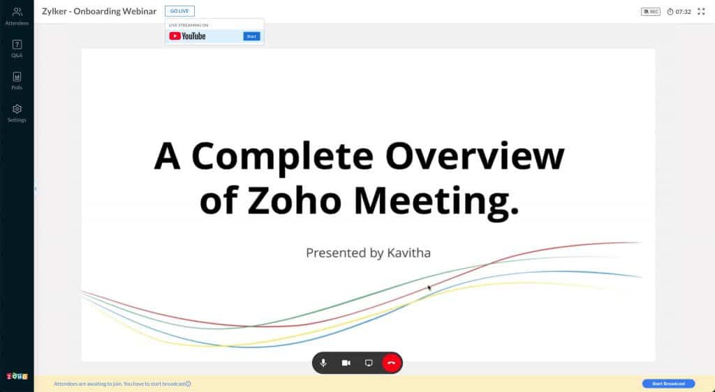 tính năng Live Streaming YouTube hoàn toàn mới của Zoho Meeting