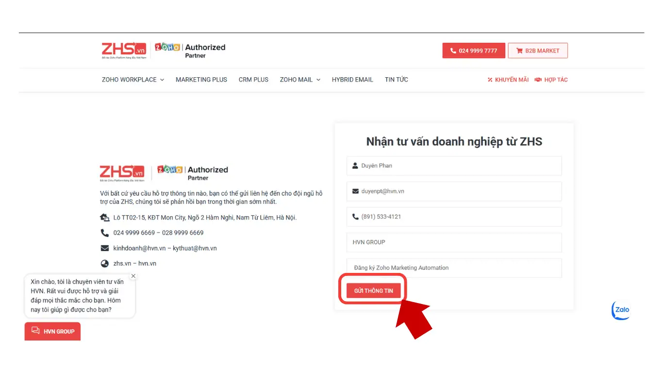 Hướng dẫn đăng ký Zoho Marketing Automation tại ZHS
