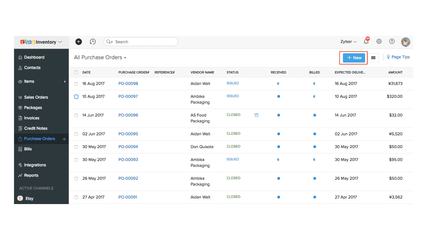Quản lý đơn hàng mua (Purchase Orders)